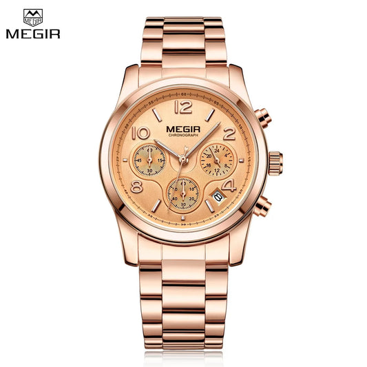 MEGIR Stylish Women's Stainless Steel Quartz Watch: Fashionable, Elegant, and Casual