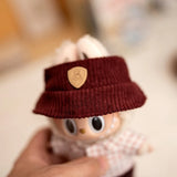 Labubu Doll Plaid Shirt & Stripe Shorts Set – 17cm Plush Fashion Outfit with Hat for Trendy Doll Styling & Cute Accessories Gift