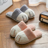 Cute Cat Paw Slippers for Couples – Winter Padded Indoor Slippers with Anti-Slip Soft Bottom | Cozy Cartoon Casual Footwear