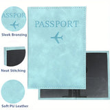 Simple Couple PU Airplane Map Passport Case; Ideal for Travel Documents and Passport Protection