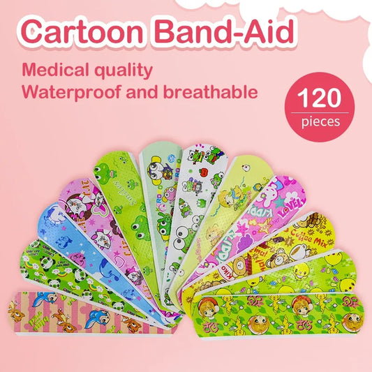 Lot of 120 Cartoon Animal Pattern Band-Aids: Hemostasis Adhesive Bandages for Kids, Perfect for First Aid Emergency Kits