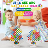 48 Blocks Stacking Tetra Tower Game - Balancing Toy for Kids' Desktop Fun