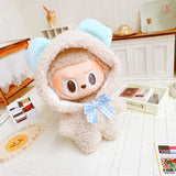 Hoodie Jumpsuit Sweater Outfit for 17cm Labubu Doll – Cute Plush Clothing Set for Fans & DIY Dress-Up Accessories