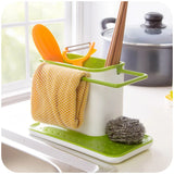 Creative Kitchen Sink Organizer: Hot Sink Towel, Utensils, and Sponge Rack with Separate Shelves for Dishes, Plastic Storage Container