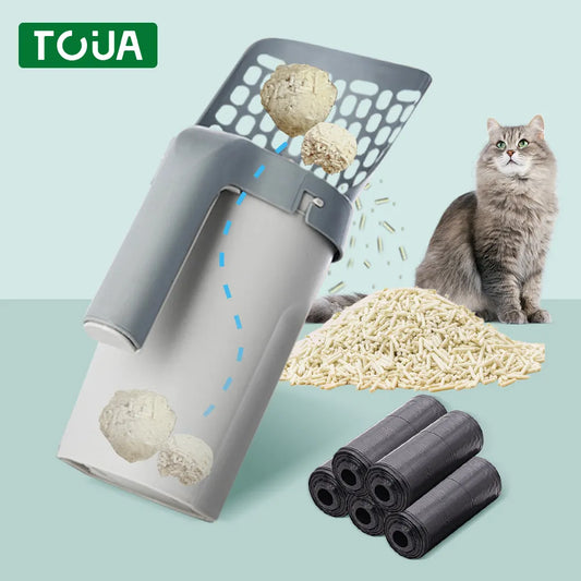 Cat Litter Scoop with Refill Bag: Ideal for Pet Waste Filtering, Easy Garbage Collection, and Self-Cleaning Cat Litter Box Maintenance