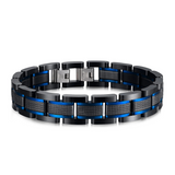 Men's 14mm Luxury Chain Bracelet – Chunky Bold Punk Wristband with Black Thick Chain & Blue Accents