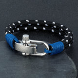 Men's Nautical Double-Strand Rope Bracelet – Stainless Steel Shackle Clasp Wrap | Sailing-Inspired Unique Gift