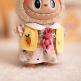 Labubu Idol Doll Big Bow Dress Set – 17cm Plush Outfit with Doll Collar, Rabbit Hanging Charm & Three-Piece Accessories for Cute Styling
