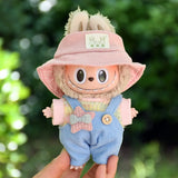 Labubu V1 Doll Clothing Replacement Set – 17cm Vinyl Pendant Outfit with Hat & Overalls for DIY Styling and Fashion Doll Accessories