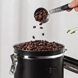 Stainless Steel Airtight Coffee Container Set: Includes Spoon, Ideal for Storing Coffee Beans and Tea, Available in 1.2L/1.8L Sizes