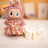 Mini Plush Doll's Clothes Outfit Accessories For Labubu V1 V2 Idol Dolls Berry Pattern Dress Knitted Cardigan Clothing Gift
