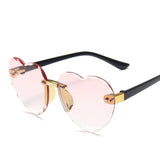 Adorable Heart Rimless Sunglasses for Kids - Gray, Pink, and Red Lenses, Fashionable Girls' Eyewear with UV400 Protection