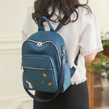 Chic Embroidered Women's Backpack: Casual Small School Bag with Anti-Theft Features, Ideal for Leisure and Shoulder Carrying