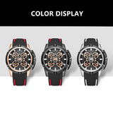 RUIMAS Luxury Men's Watch: Large Dial, Sporty Silicone Strap, Waterproof, Casual Elegance