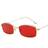 Unisex Small Retro Rectangle Sunglasses: Unisex Metal Frame Eyewear with Clear Lenses for Outdoor Sun Protection