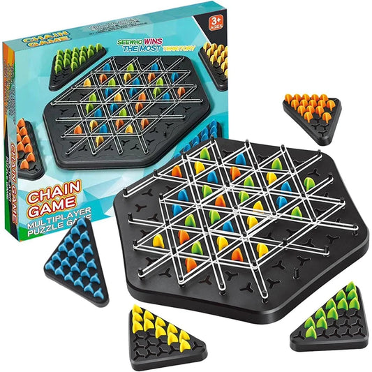 Educational Chain Triangle Chess Game – Triggle Rubber Band Interactive Battle Set – Great Gift for Family Parties