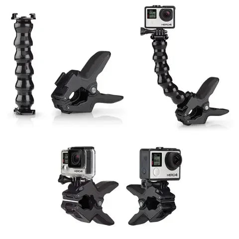 GoPro Jaws Flex Clamp Mount for 7/6/5/4/3/3+, as well as SJCAM SJ4000, SJ5000, and M20 cameras.