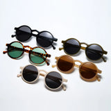 Classic Vintage Retro Round Sunglasses for Women and Men - Small Black Frame, Ideal for Driving