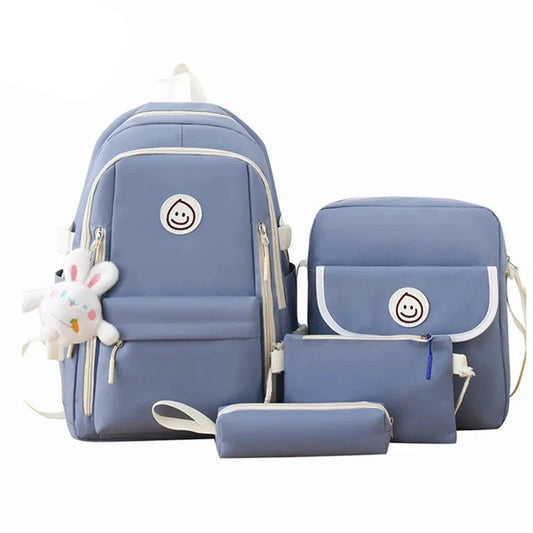 Set of 5 Simple and Lightweight School Bags: Large Capacity Primary School Bags for Girls, Featuring a Student-Friendly Korean Style Bookbag Design