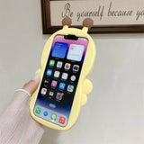 3D Pink Bee Face Silicone Phone Case for iPhone 11-14 Pro Max