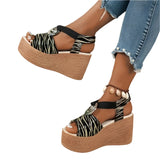 Women's Chunky Summer Sandals – Thick Sole Wedge Heels with Hollow-Out Platform Gladiator Style