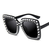 Sparkling Diamond Sunglasses for Women - Brand Design with Flash Square Shades, Mirror Sun Glasses