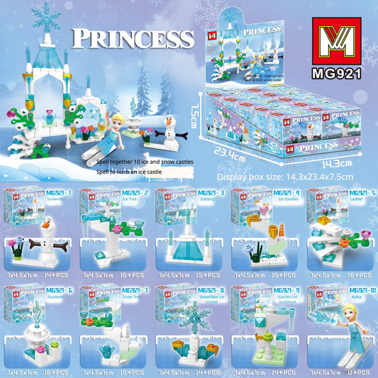 Snow Princess Castle Building Blocks Toy, 10 in 1, MG156, Assembled, for Children, Educational, Girls