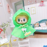 Hooded Jumpsuit Poncho Outfit for 17cm Labubu – Cute Mini Plush Doll Clothes & Accessories for Fans and Dress-Up Gifts