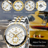 Men's Luxury Quartz Watch - Stainless Steel, Waterproof Wristwatch with Luminous Dial and Calendar Function