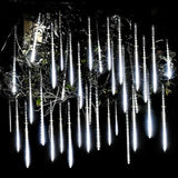 Waterproof LED Meteor Shower Lights: Falling Raindrop Fairy String for Christmas, Holiday, Party, and Patio Decoration, 30CM