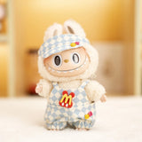 17cm Labubu Doll Checkerboard Tennis Outfit Set – Suspender Pants & Shirt Trendy Fashion Clothes for Baby Pendant Dolls