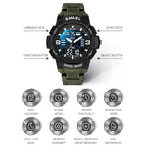 Men's Brand Sports Watch – Waterproof Silicone Military Wristwatch with Digital Dual Display and Stopwatch