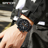 Casual Quartz Watch with Waterproof and Shockproof Features, Hollow Round Dial, Date, Luminous Display, and Stopwatch for Men