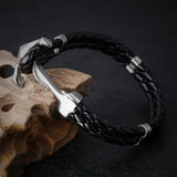 Viking Anchor Bracelet in Punk Style – Stainless Steel & Genuine Leather Design | Handmade Jewelry Gift for Men