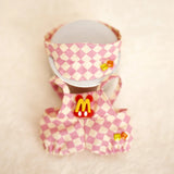 17cm Labubu Doll Checkerboard Tennis Outfit Set – Suspender Pants & Shirt Trendy Fashion Clothes for Baby Pendant Dolls