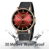 LIGE Women's Luxury Fashion Watch: Elegant Steel Waterproof Wristwatch for Casual Wear