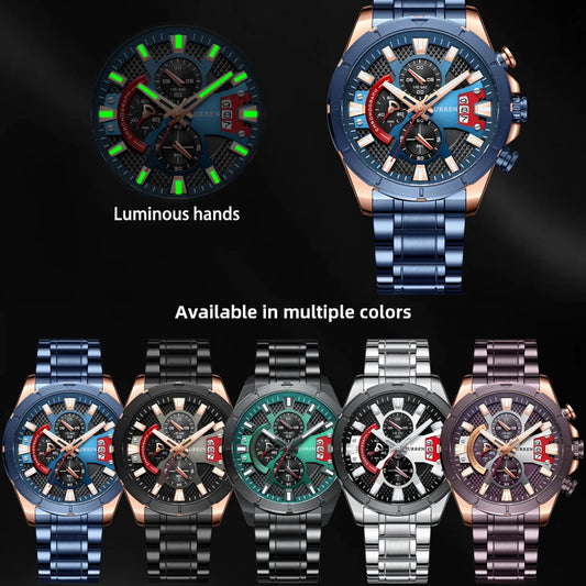 CURREN Men's Watches: Luxury Brand, Casual Steel Quartz, Business, Sporty, Waterproof, Date Chronograph - Reloj Hombre