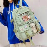 Cute Nylon School Backpack for Girls: Multi-Pocket Design, Ideal for Carrying Laptops and Books