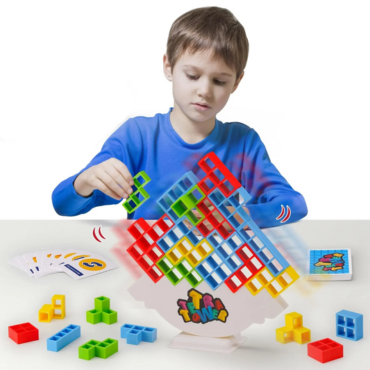 48 Blocks Stacking Tetra Tower Game - Balancing Toy for Kids' Desktop Fun