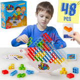 48 Blocks Stacking Tetra Tower Game - Balancing Toy for Kids' Desktop Fun