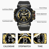 Men's Digital Sports Watch – 50M Waterproof Military Timepiece with LED Quartz and Double Display