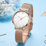 MEGIR Elegant Women's Quartz Wristwatch, Top Brand Luxury, Steel Bracelet Dress Watch, Female Timepiece, Relogio Feminino