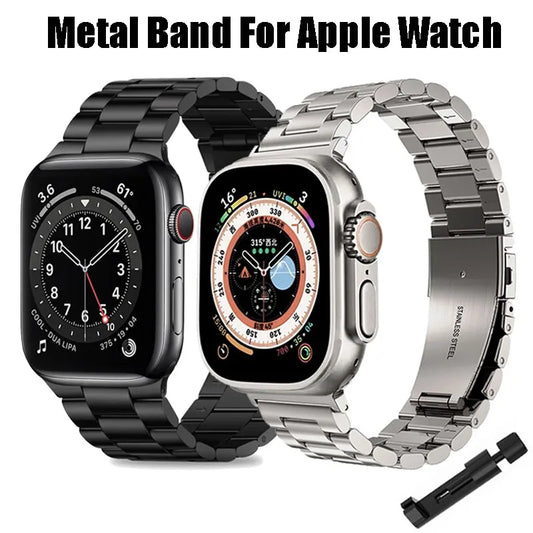 Stainless Steel Apple Watch Band: Compatible with Series 9-5, Sizes 40mm-49mm