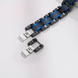 Men's 14mm Luxury Chain Bracelet – Chunky Bold Punk Wristband with Black Thick Chain & Blue Accents