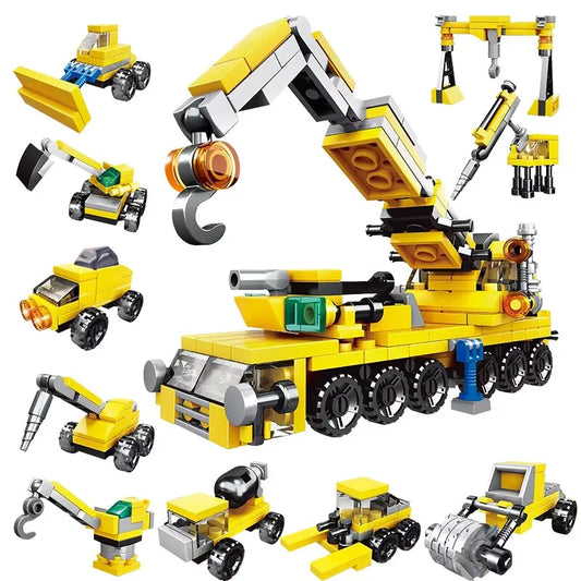 City Truck Set with 226 Pieces, featuring a 10-in-1 Construction Crane Vehicles Kit. Perfect for Creative STEM Gifts