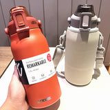 1300ML Water Thermal Bottle: Stainless Steel Thermos with Straw, Keeps Beverages Cold and Hot