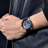 RUIMAS Luxury Chronograph Men's Watch: Fashion Leather, Military Sports, Luminous Dial, Auto Date