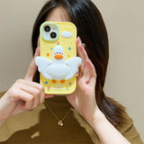 3D Duck Silicone Case with Foldable Wings for iPhone 11-14 Pro Max, Soft and Fun Cartoon Design