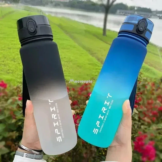 1 Liter Large Sports Water Bottle: Leak-Proof, Colorful Plastic, Ideal for Outdoor Travel and Gym Fitness