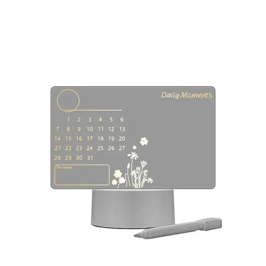 Desktop Small Table Lamp with Acrylic Transparent Luminous Calendar Note Board